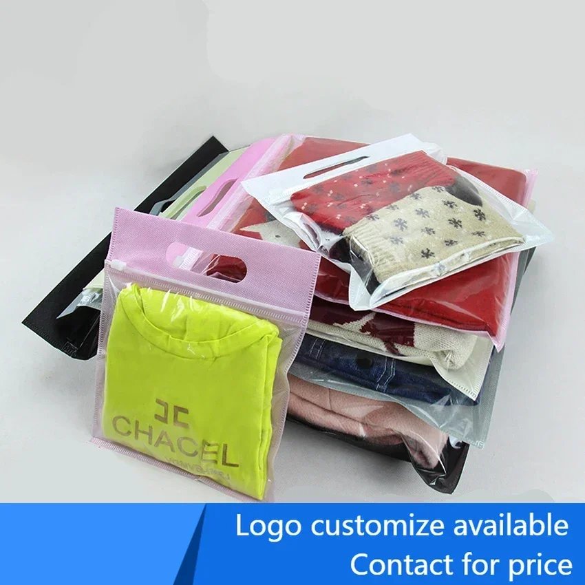 

20 pcs Non-woven Fabrics T-shirt Pouch Reclosable Clear Plastic Ziplock Gift Garment Clothes Packaging Bags Travel Storage Take