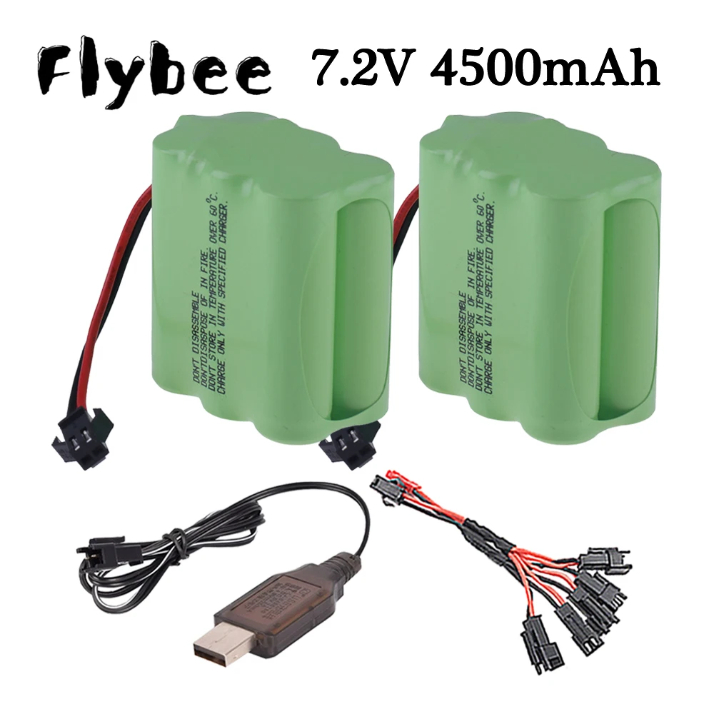 7,2 v 4500mah aa batterie nimh mit usb ladegerät für rc spielzeug autos tanks roboter gun 7,2 v aa wiederauf ladbare batterien pack für rc boote