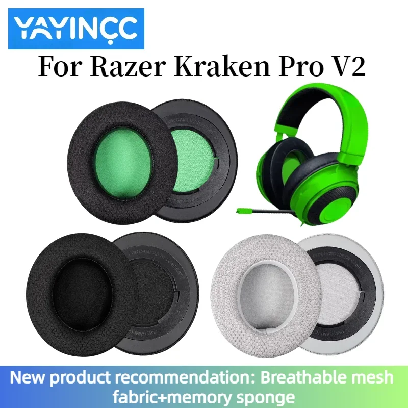 

YAYINCC Replacement Breathable football net Ear Pad For Razer Kraken PRO V2 / V2 PRO Headphone Accessaries With plastic buckle