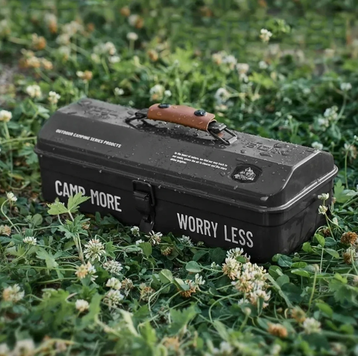 

with Stickers Miscellaneous Tool Storage Box Camping Portable Handheld Metal Storage Box Outdoor Toolbox