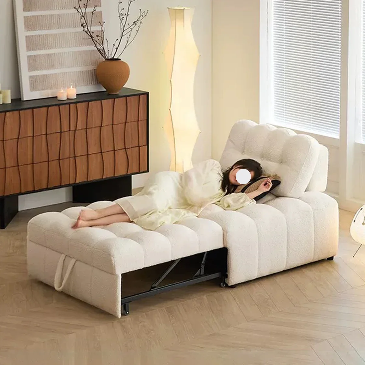 Modern White Convertible Sofa Bed Soft Cloud Sleeper Sofa for Home & Small Apartment
