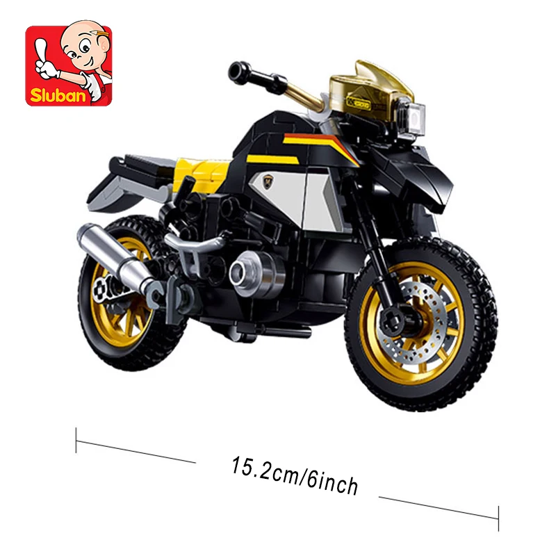 200pcs yellow motorcycle puzzle building blocks, building blocks, small particle building, building blocks DIY, suitable for giv