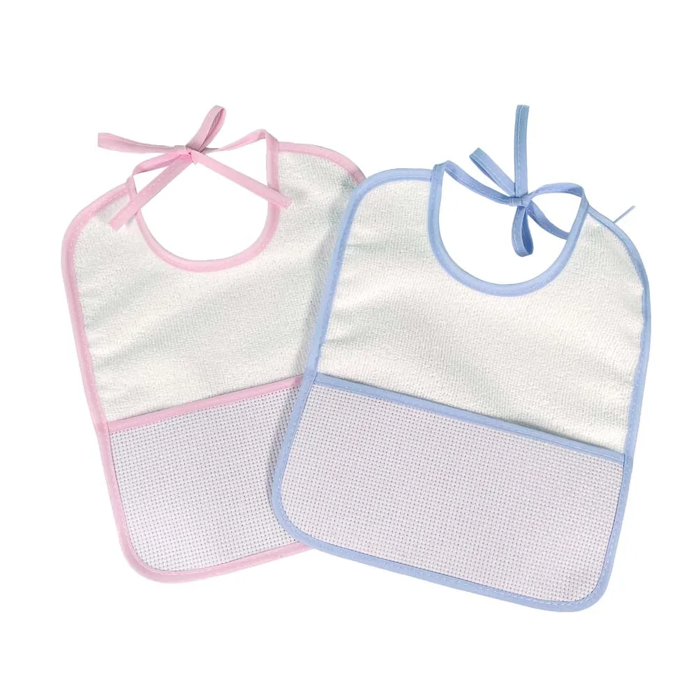 Free Shipping Cross Stitch Bibs Waterproof Baby  Infant Saliva Towels Bebe Pink & Blue 4PCS/Set YB170013