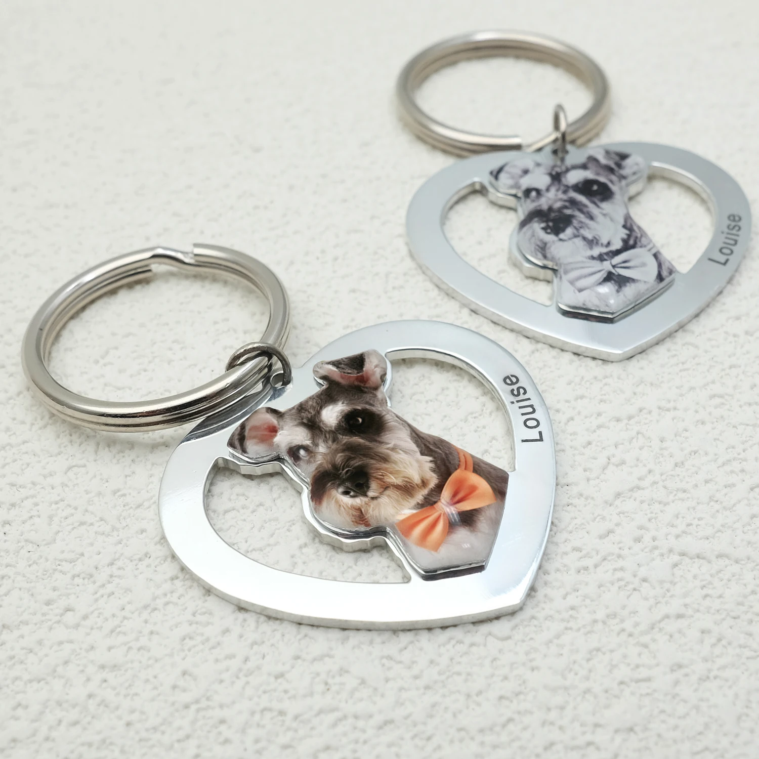 Custom Photo Keychain Personalized Heart Picture Key Chain Cat Dog Portrait Photograph Keyring Customized Memorial Gift