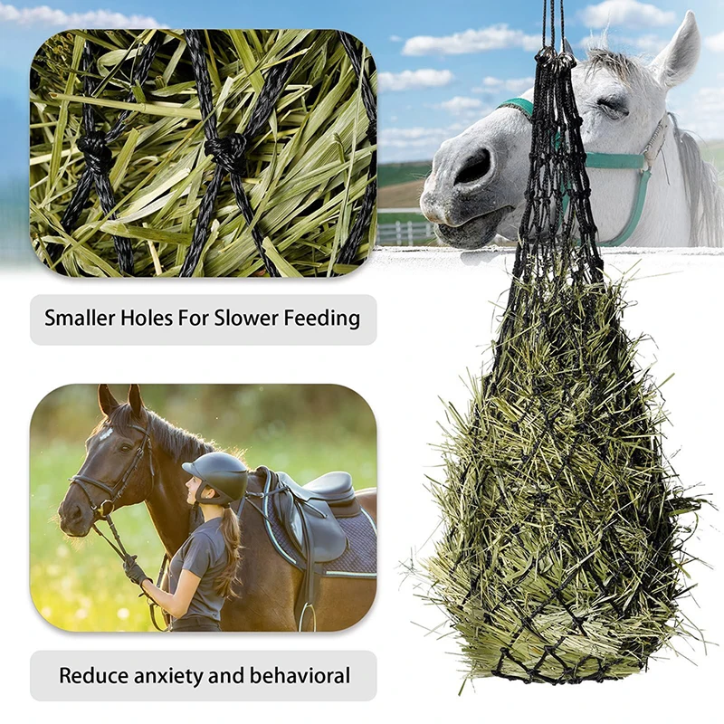 Durável Hay Alimentador Net Sacos para Horse Care, Haynet Equipamento, Pequeno Furo, Slow Feed, Horse Products