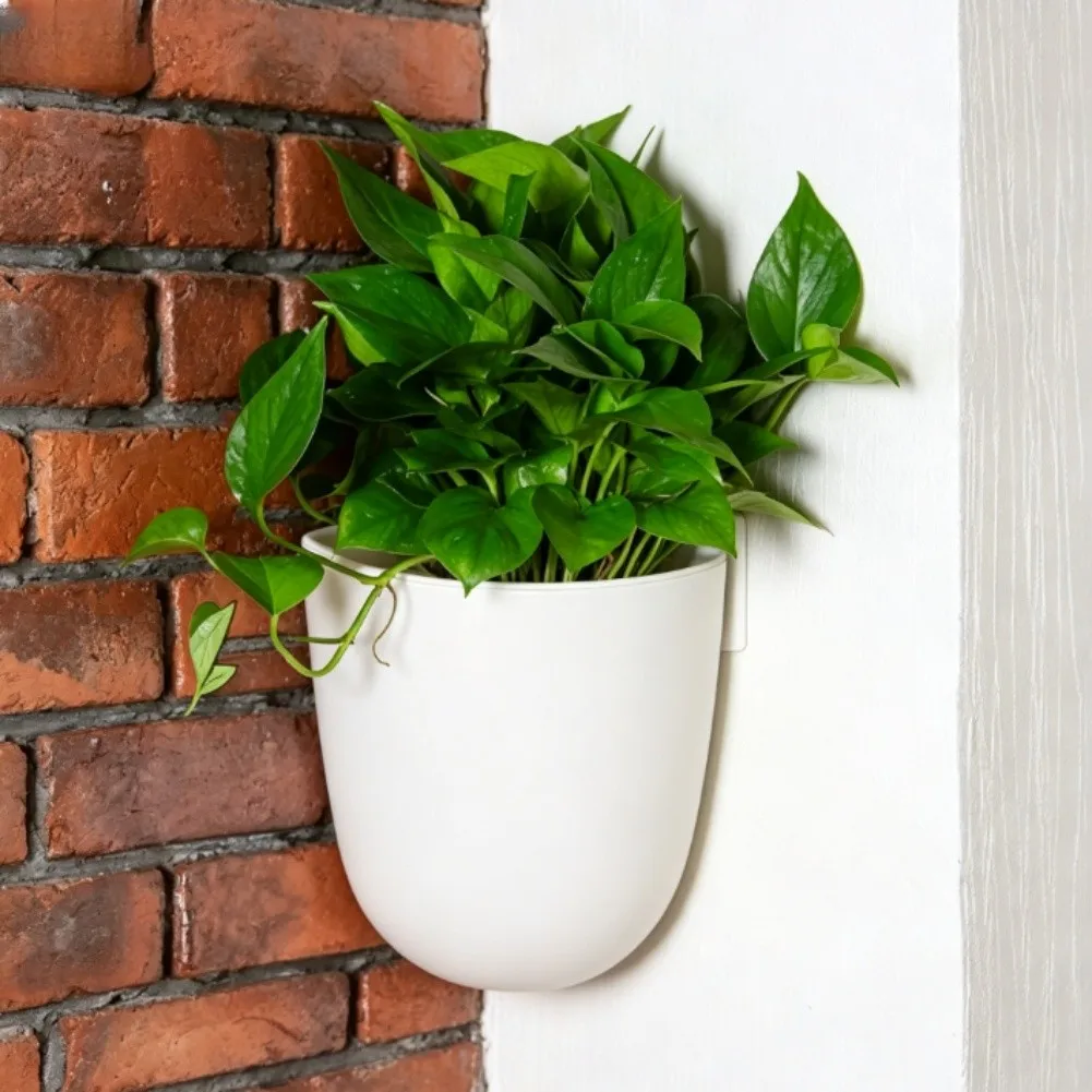 Wall Mounted Corner Hanging Flower Pot for Indoor Plants with Automatic Watering System and Visible Water Level Observation Area