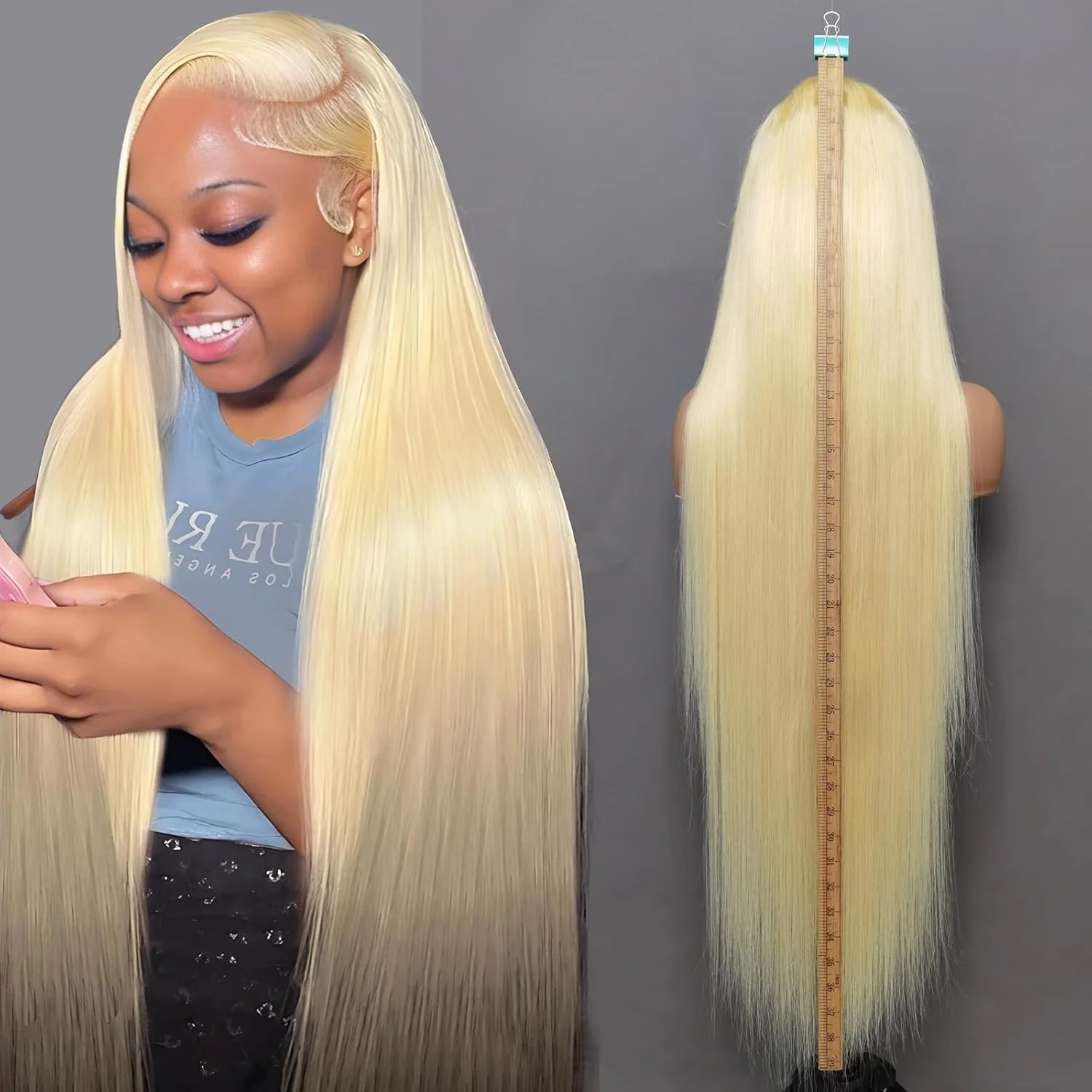 

613 13x6 Парик спереди, человеческие волосы, плотность 180, блондинка, предварительно выщипанные отбеленные узлы с детскими волосами, прямые парики для женщин