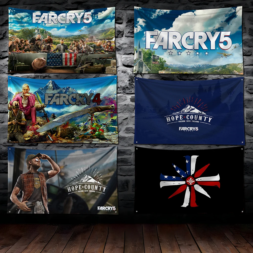 3x5 Ft Far Cry 5 Hope Country Flag Poliestrowy baner z nadrukiem cyfrowym do dekoracji ścian garażu z mosiężnymi przelotkami