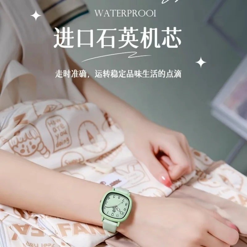 2024นาฬิกาใหม่หญิงนักเรียนมัธยมต้นดูดีนิชวิทยาลัยสอบนาฬิกาควอทซ์สี่เหลี่ยม