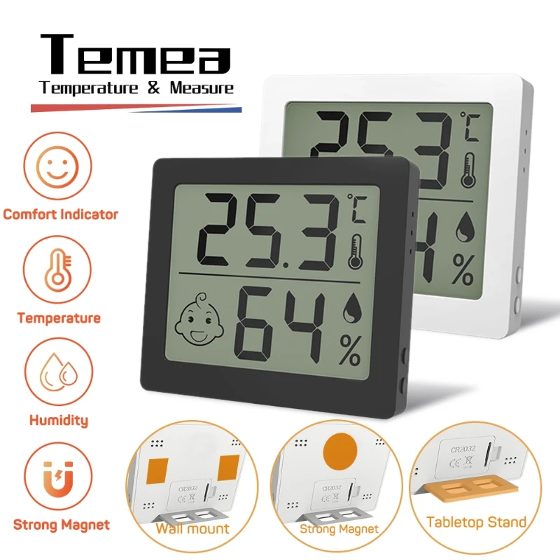 New High-precision Electronic Temperature Hygrometer Records Ultra-thin Large Screen Indoor Temperature Hygrometer