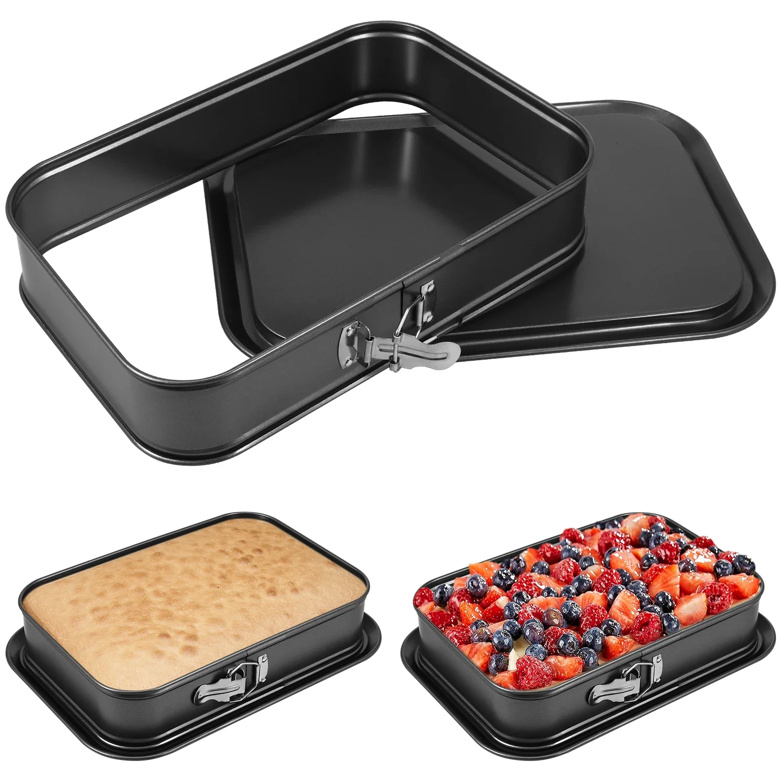 

Springform Pan Non-Stick Cheesecake Baking Pan Leak-Proof Rectangle Cake Lock Making Pan with Removable Loose Base for Kitchen