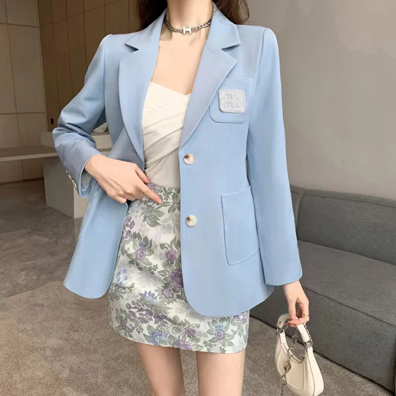 2024 Early Spring Korean Style Wear Light Luxury and High End Fashion Korean Drama Suit Coat Half Skirt Set Two Piece Set