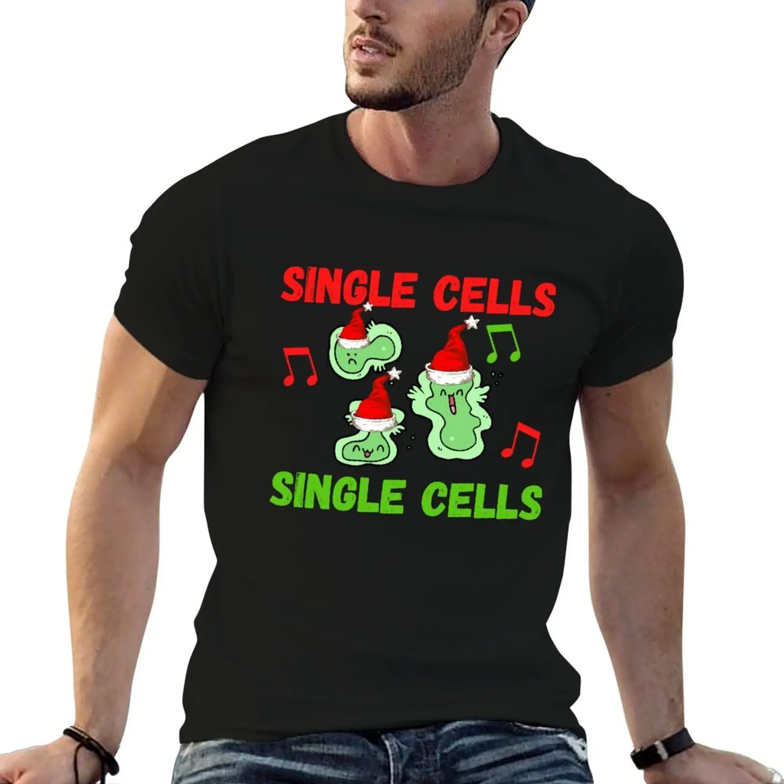 CHRISTMAS SINGLE CELLS SINGLE CELLS FUNNY RESEARCH MEDICAL LABORATORY SCIENTIST T-Shirt man t shirt luxury T-Shirt