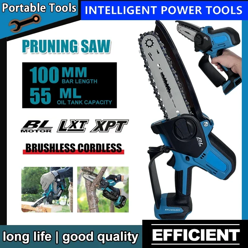 

Электрическая цепная пила Makita, обрезная пила, бесщеточные аккумуляторные электроинструменты для аккумулятора 18 В, мини-электрическая пила, садовые электроинструменты