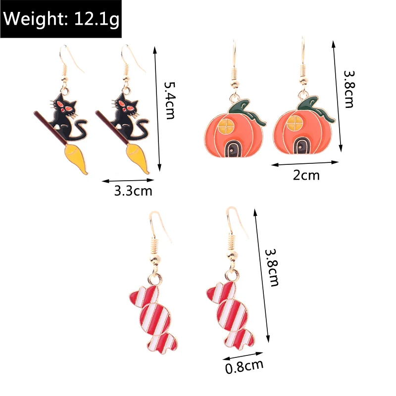 Aihua Fashion Halloween-Ohrringe, Emaille-Geister-, Kürbis-, Skelett-, Mumien- und Fledermaus-Ohrringe, für Damen, Halloween-Party-Schmuck. – Detail 6