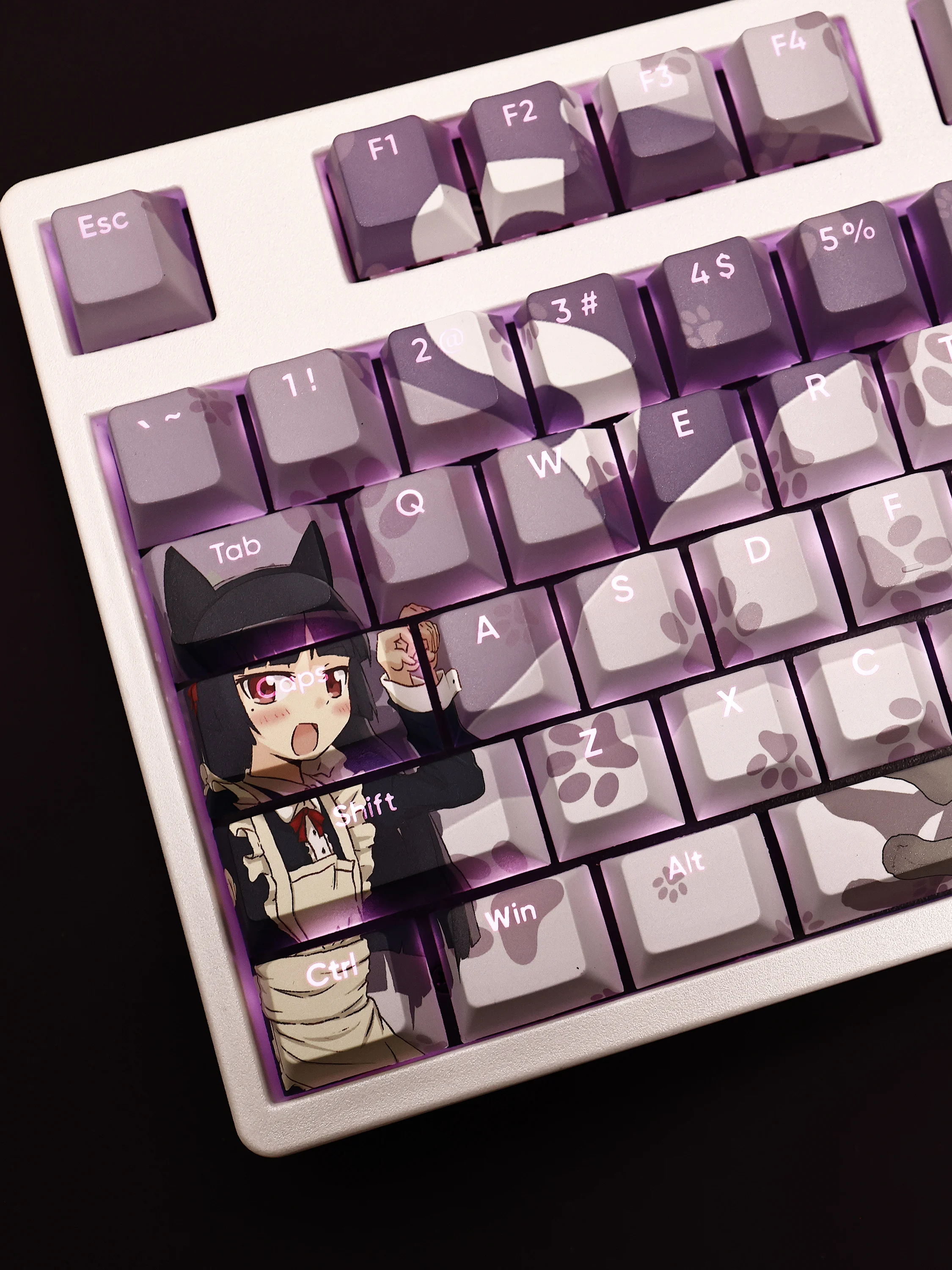 Kit Teclado Mecânico com Transmissão de Luz, PBT Keycap Set, PC Gamer Acessórios, Custom Gokou Ruri, Kawaii