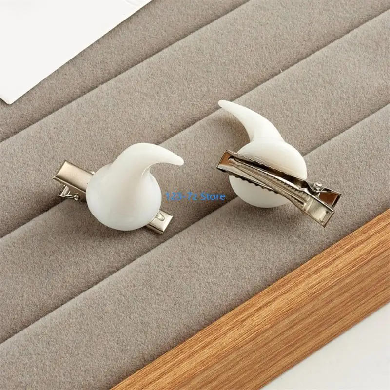

A9BF Goth Horn Hairpin for Woman Carnivals Halloween Role Play Hair Clip