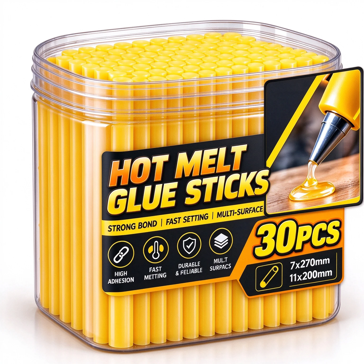 Yellow Translucent Hot Melt Glue Sticks Strong Adhesive Glue Stick High Viscosity Handmade DIY Craft Repair Kits Tools