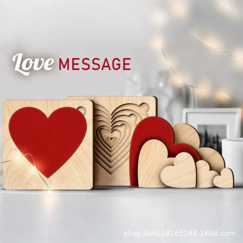 Love puzzle three-dimensional wooden puzzle Valentine's Day gift Wedding gift niche toys