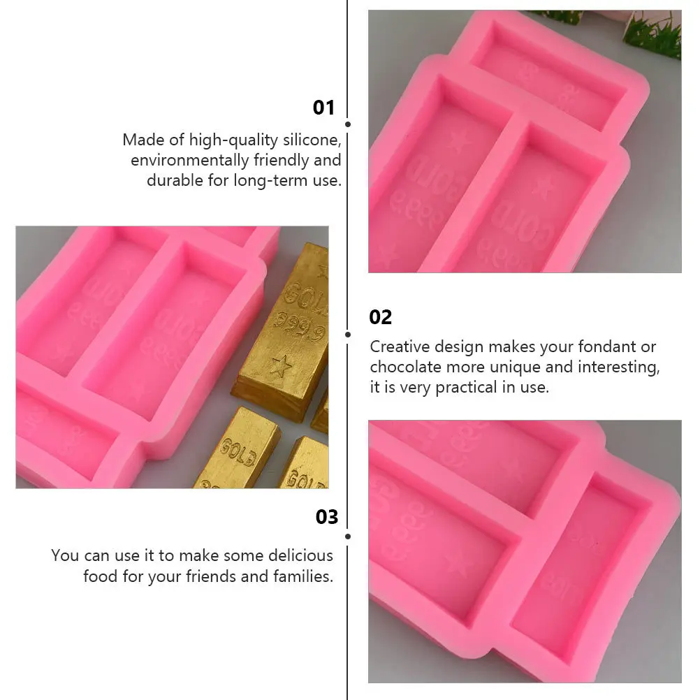 

2Pcs Gold Bar Silicone Mould Premium Fondant Chocolate Mold for Baking Desserts Craft DIY Ideal for Family Party
