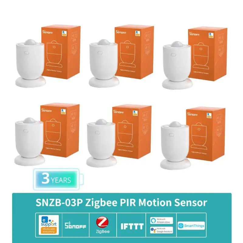 SONOFF-Sensor de movimiento SNZB-03P Zigbee, Detector de presencia, funciona con asistente de Casa Zigbee2mqtt, Zbbridge-P, Smartthings, Alexa y