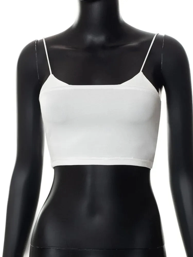 White Top Spaghetti Strap Crop Top Women Streetwear Sleeveless Corset Top Super Short Ropa De Mujer Cute Korean Fashion Clothing