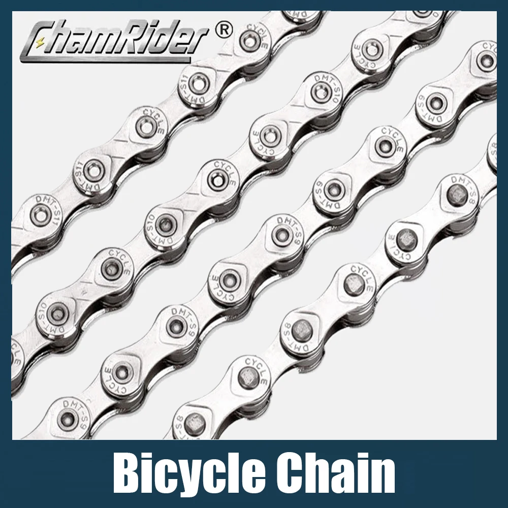 Mountain Road Bike Chain 8/9/10/11S Speed Silver Variable Speed Chain 116 Knots Chain With Magic Linker