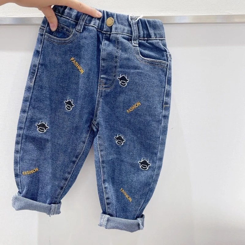 Girls Jean Pants Long Trousers Cotton 2024 Cartoon Spring Autumn Baby's Kids Pants Outdoor School Toddler Children's Clothing