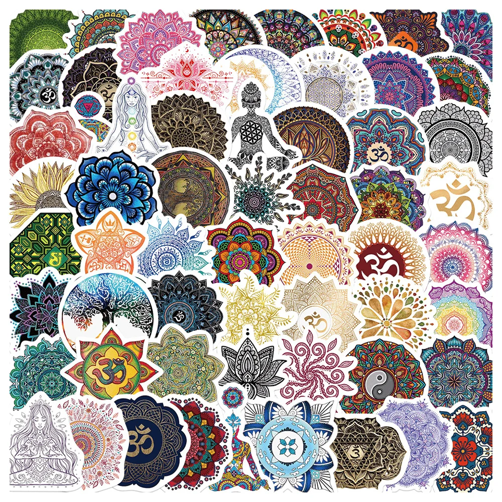 60pcs Mandala Yoga Stickers For Laptop Phone Stationery DIY Scrapbooking Material Custom Sticker Pack Aesthetic Craft Supplies