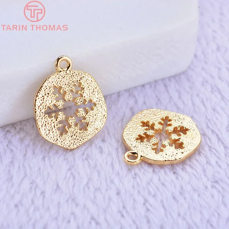 

(1314)10PCS 11MM 24K Gold Color Plated Brass Hollow Snow Charms Pendants High Quality DIY Jewelry Making Findings