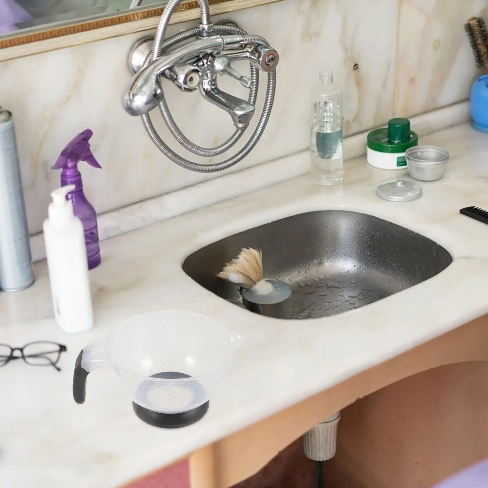 

Чаша для краски для волос с ручкой, пластиковая и силиконовая чаша для смешивания волос, окрашивание волос, сделай сам, домашний салон, нескользящая основа