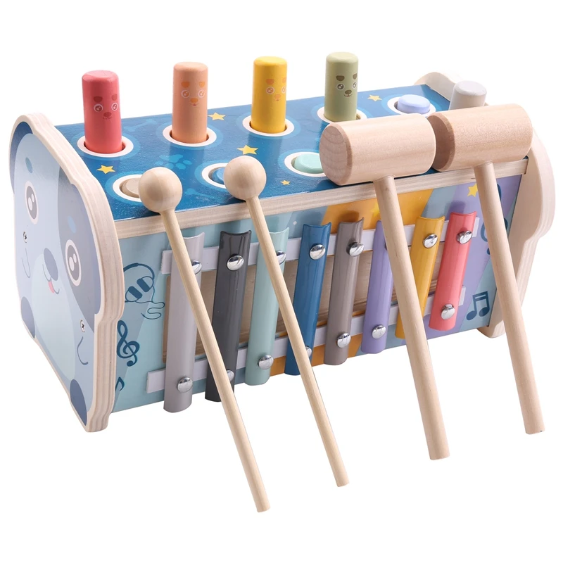 Hammering Pounding Toy With Xylophone Motor Skill Toy For 3 4 5+Years Boys Girls Wooden Musical Pounding Toy