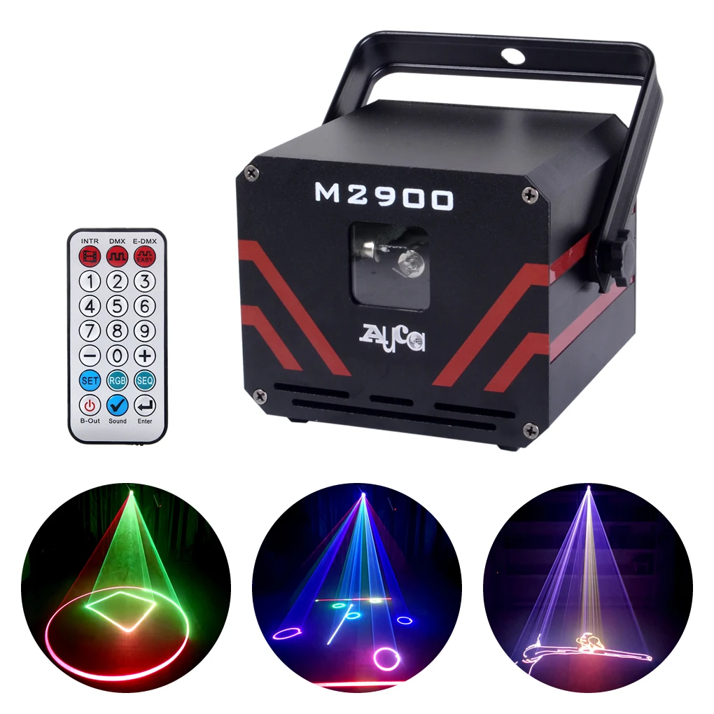 

2W RGB Beam Animation Scan Laser Projector Lights Remote Control DMX512 Bars DJ Disco Show Night Lamps Colorful Stage Lighting
