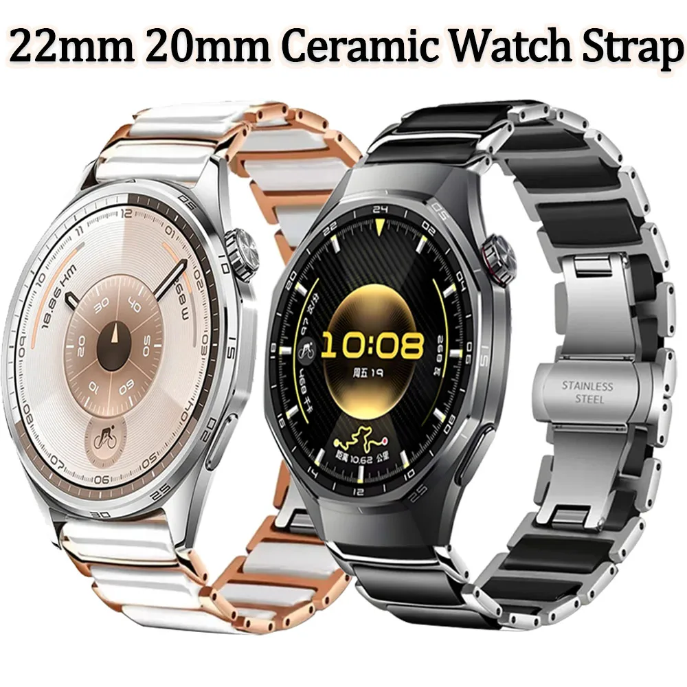 

Керамический ремешок 22/20 мм для Huawei Watch 5 GT6/5/4 46 мм, модный браслет для Amazfit Active 3 2/Max/Balance 2/Bip 6 5, аксессуары