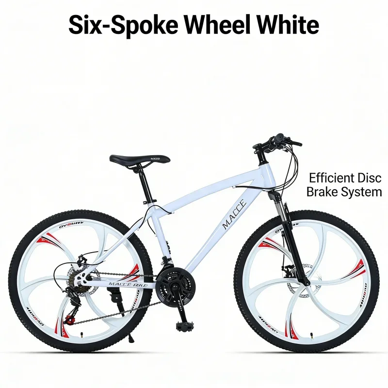 Witte 24 Inch Zes-Blade Mountainbike Variabele Snelheid Off-Road Outdoor Grensoverschrijdende Fiets voor Studenten Een stuk Dropshipping
