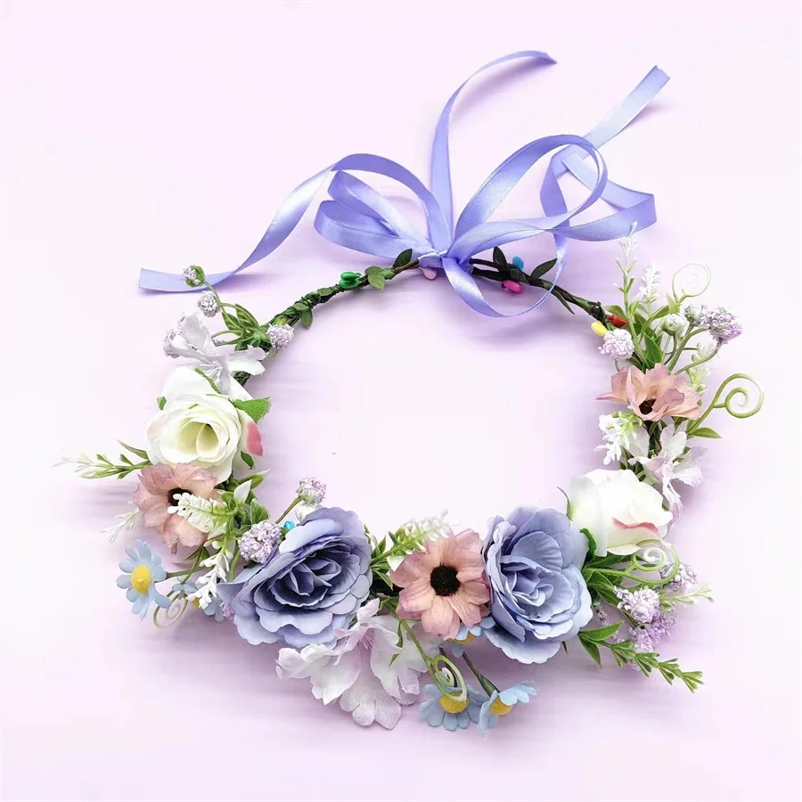 New 2025 new rose garland fashion bridesmaid flowers hair band outdoor shooting studio travel performance garland headdress