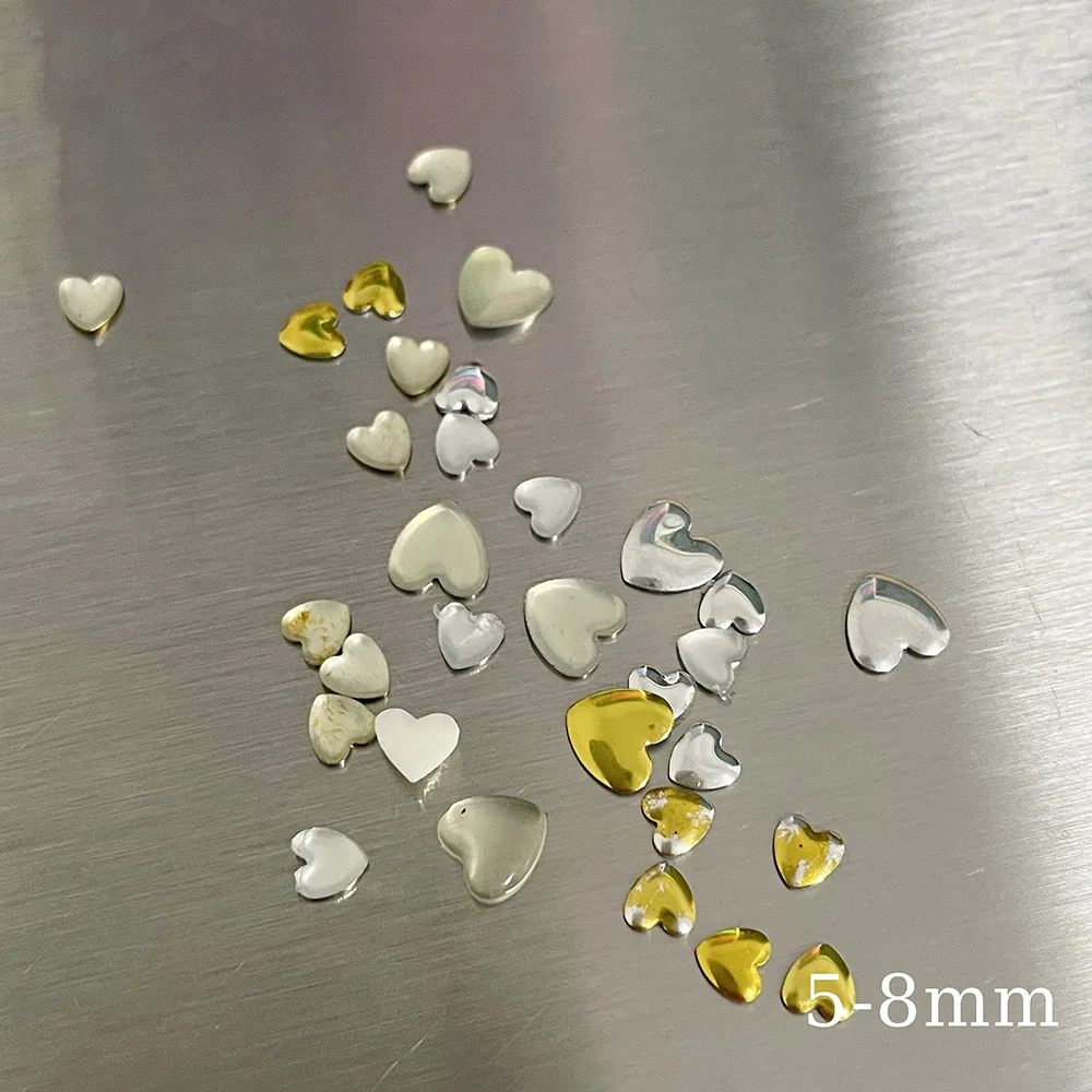 7style ハートネイルオーナメント 多用途キラキラハート型レジンネイルアクセサリー シルバーゴールドハートリベット ネイル飾り 404art