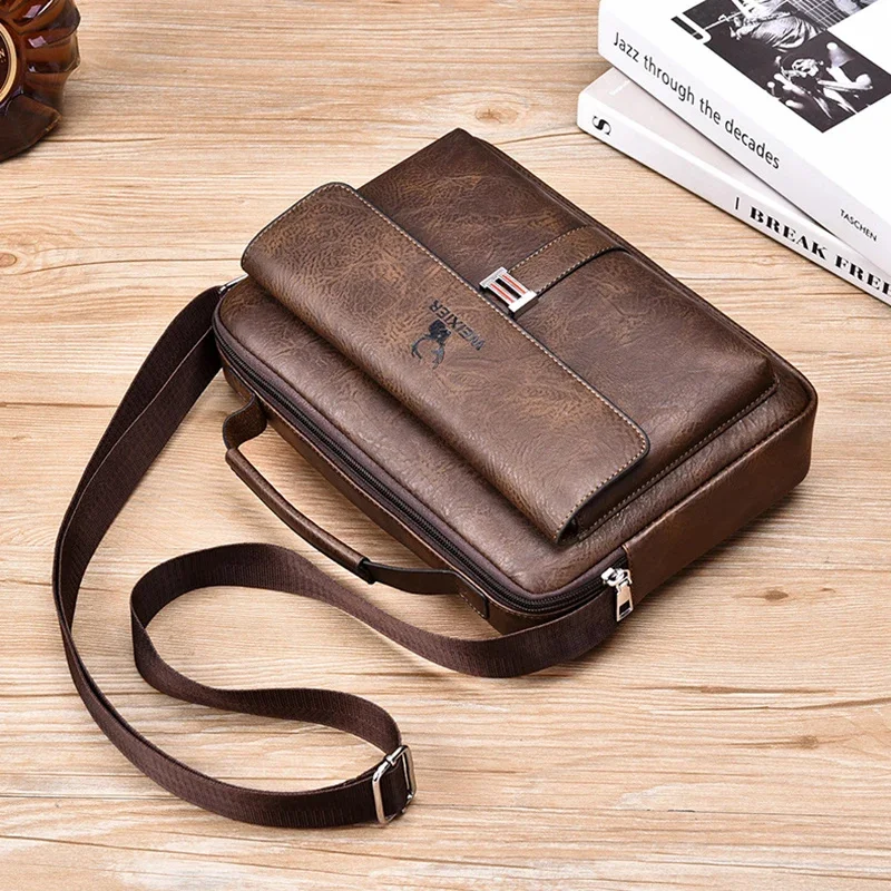 Leather Briefcase Bag Handbags Cross Office Business Tote Boston Ipad Square Wallets Crossbody Shoulder Husband