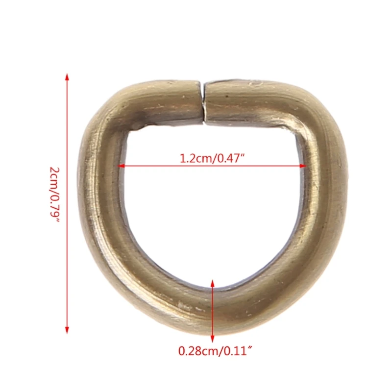 E74B 10 Stück Metall-D-Ring-Schnalle für Handtasche, Leder, Tasche, Geldbörse, Gürtel, Web-Verschluss, 12 mm