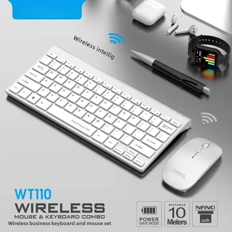 

New Wireless Keyboard Mouse WT110 Portable Computer Laptop Home Office Use