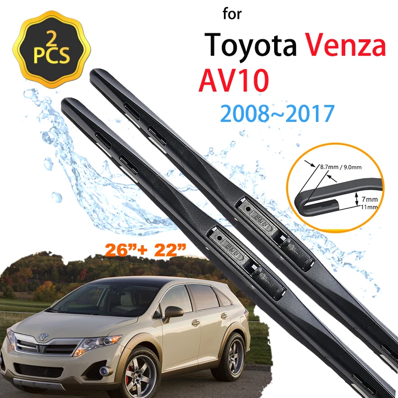 Car Wiper Blade for Toyota Venza AV10 2008~2017 Front Windscreen Windshield Wipers Brushes Cleaning Auto Accessories 2009 2010