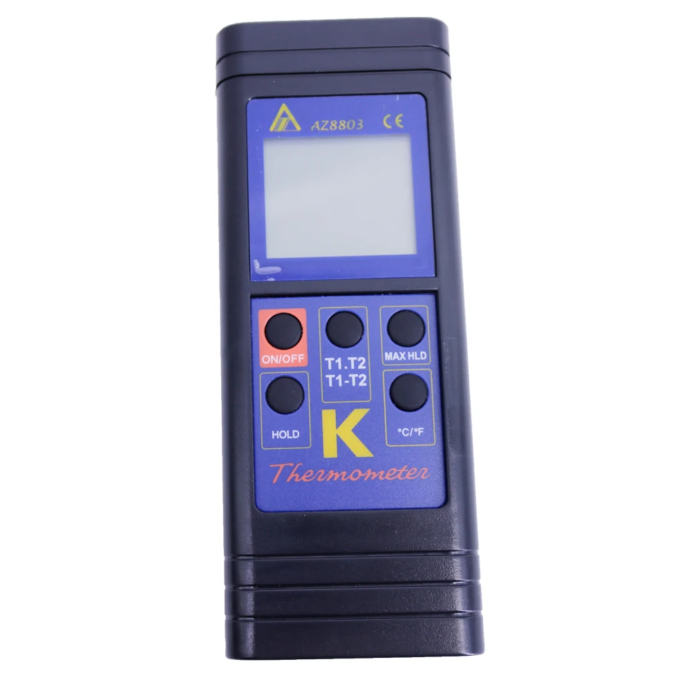 AZ8803 ميزان الحرارة الرقمي المحمول من النوع K نوع الإدخال المزدوج K ميزان الحرارة الحراري ثنائي القناة