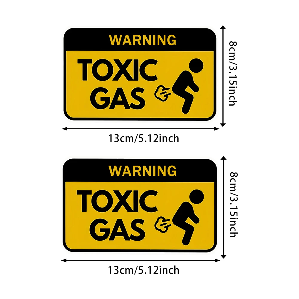 2-Pack Caution Toxic Gas Sign Vinyl Sticker 13x8cm Matte Waterproof Durable Decal for Cars Laptop Auto Accessories