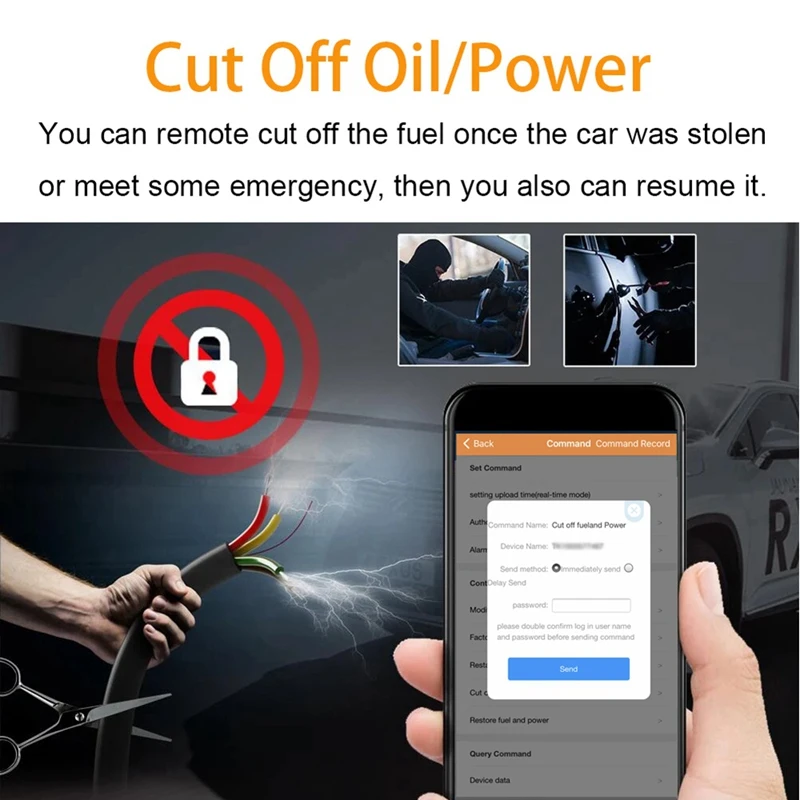 GPS Tracker For Car Motorcycle Vehicle Tracking Device With Cut Off Oil Power & Online Tracking Software