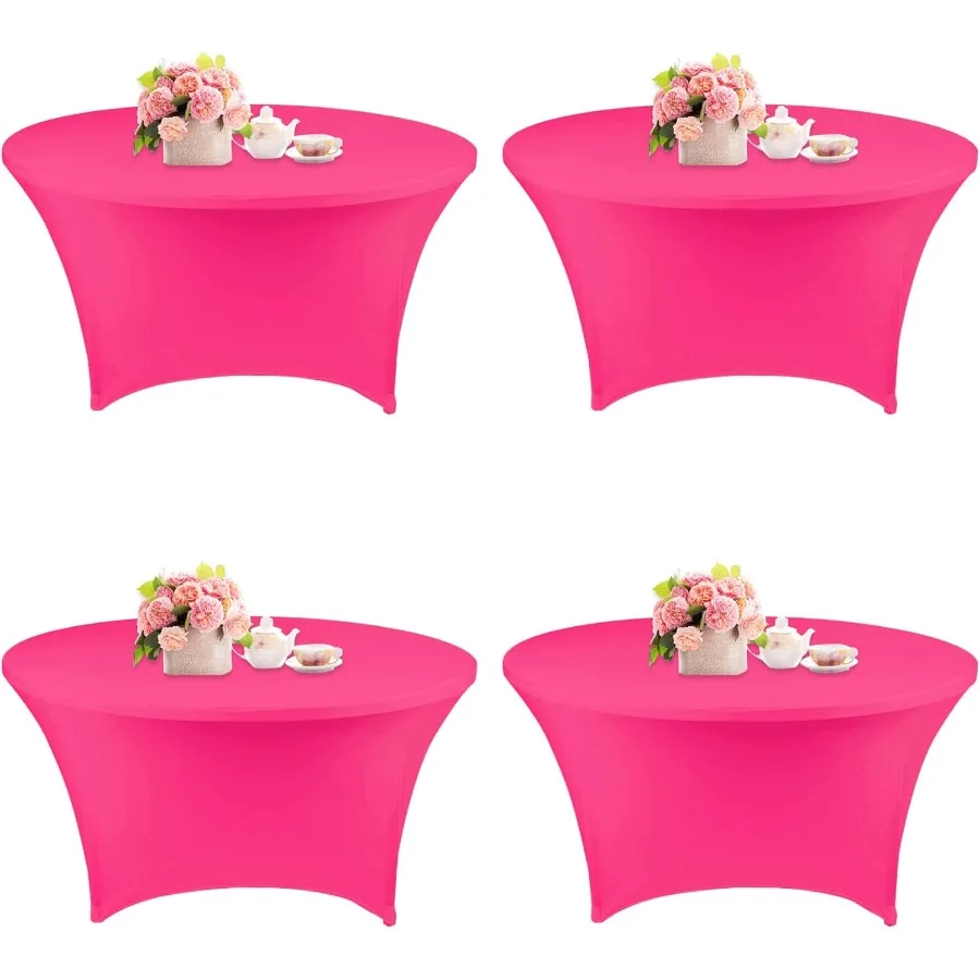 

Fivenl, 4 упаковки, 5 футов, круглый Spx Taleclot, 60 дюймов, эластичный чехол для сказки, устойчивый к валу и морщинам, фуксия