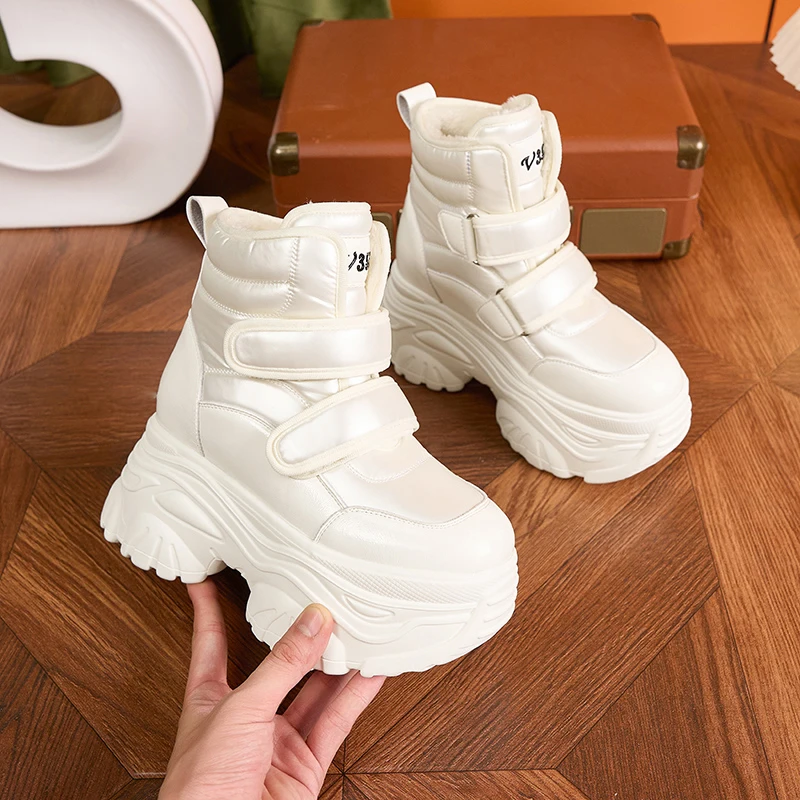 AUTUSPIN Winter High Platform Women Snow Boots Warm Plush Fashion Thick Soled Ankle Boot Female Height Increasing Non-slip Shoes - Image 3