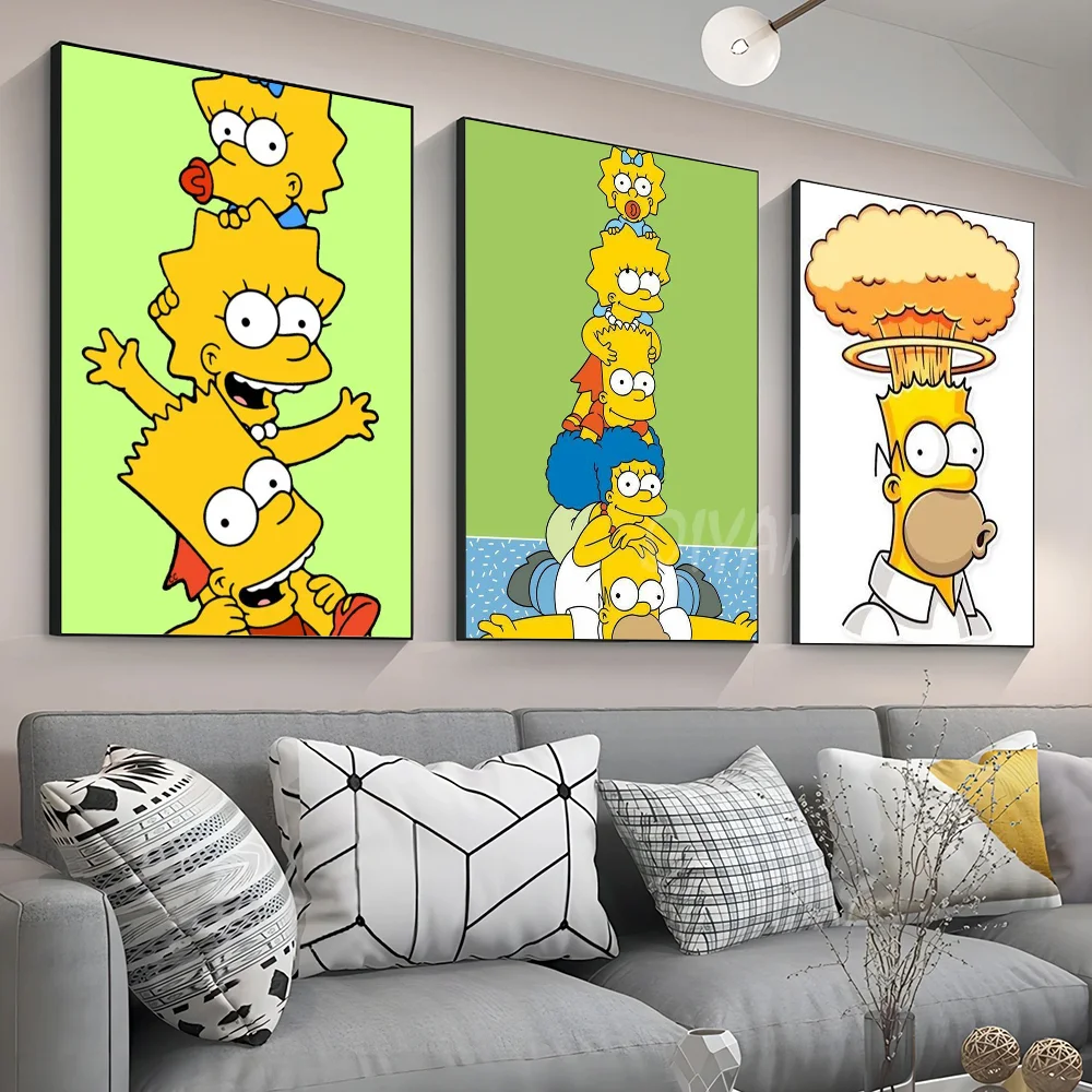 1pc Simpson Ning plakat naklejki artystyczne malowidła ścienne wystrój pokoju gier wystrój prezenty Kawaii HD malowanie koty samochody