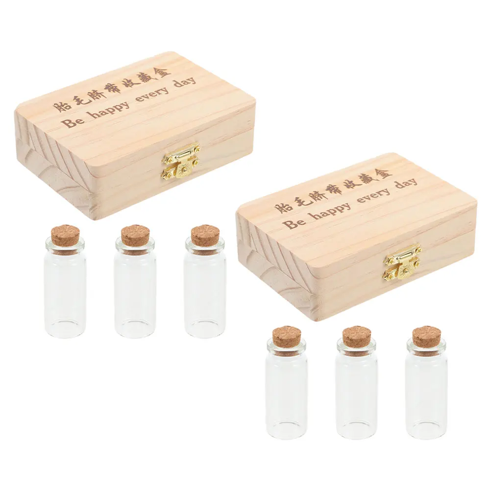 

1Set Baby Hair and Umbilical Cord Preservation Box Wooden Keepsake Organizer Newborn Memory Storage First Haircut Curl Jar