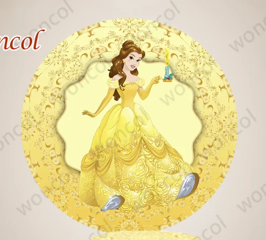 Beauty And The Beast Round Backdrop Belle Birthday Backdrop Beauty And The Beast Belle Cylinder Cover Girls Birthday Party Decor