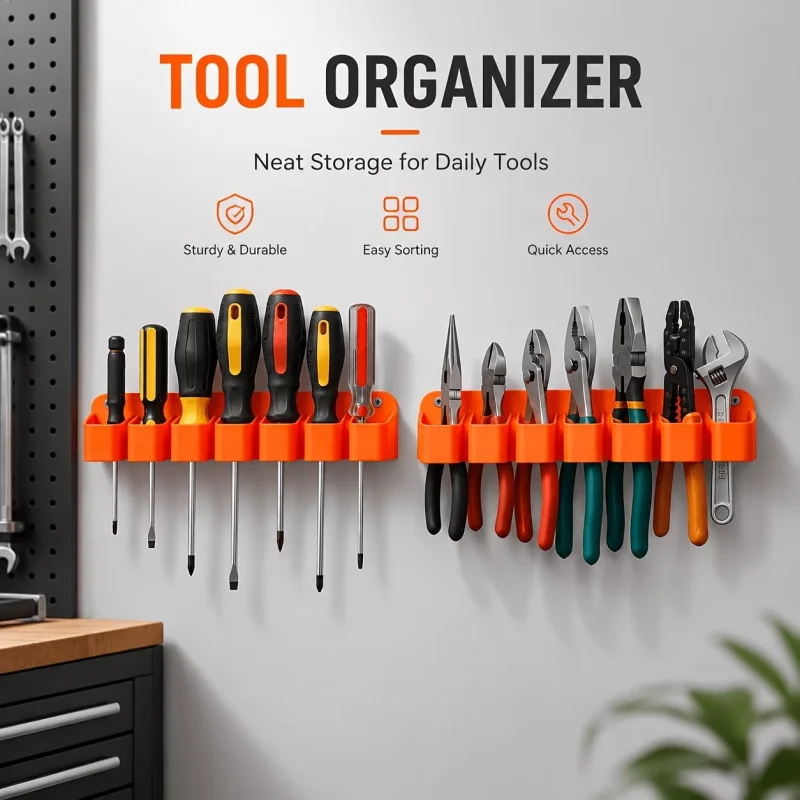 Two-Piece Wall-Mounted Tool Storage Rack - Garage Tool Rack, Suitable for Screwdrivers and Pliers